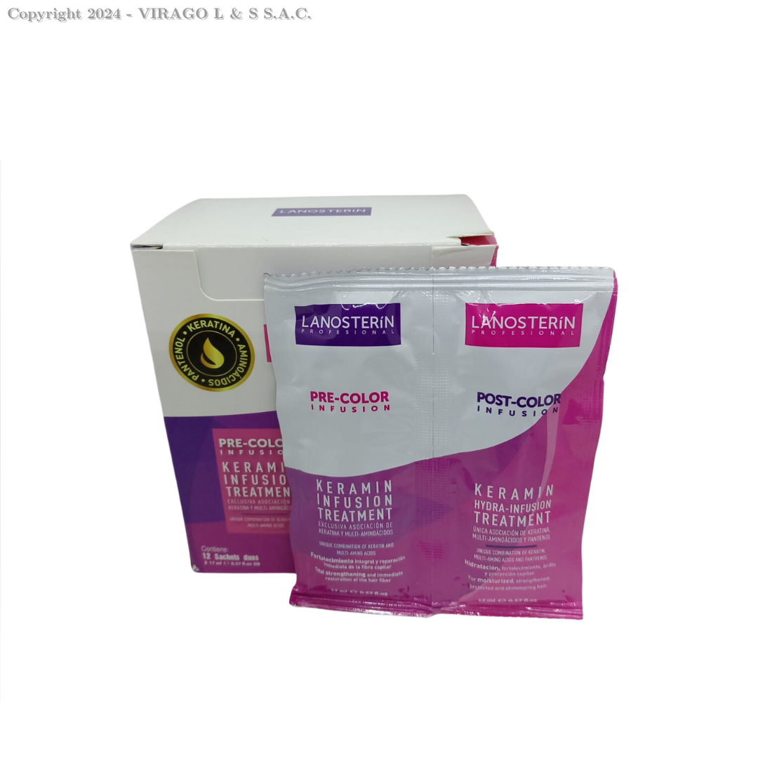 KERAMIN PRE Y POST COLOR DUO CAJA X 12 SACHET