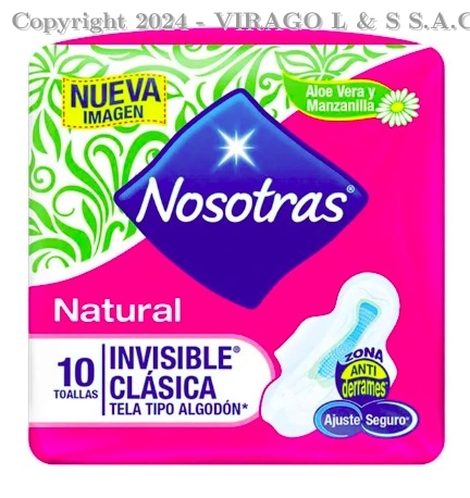 NOSOTRAS NATURAL INVISIBLE CLASICA TELA X10UN