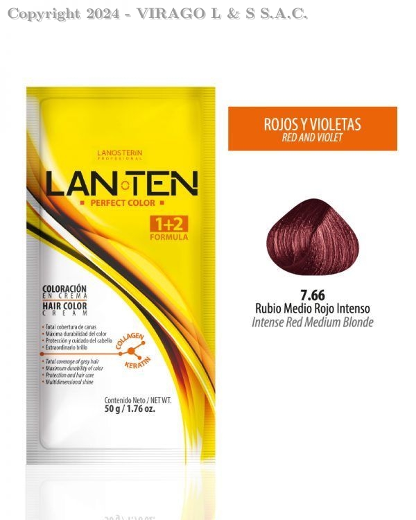 TINTE LANTEN 7.66 RUBIO MEDIO ROJO INTENSO