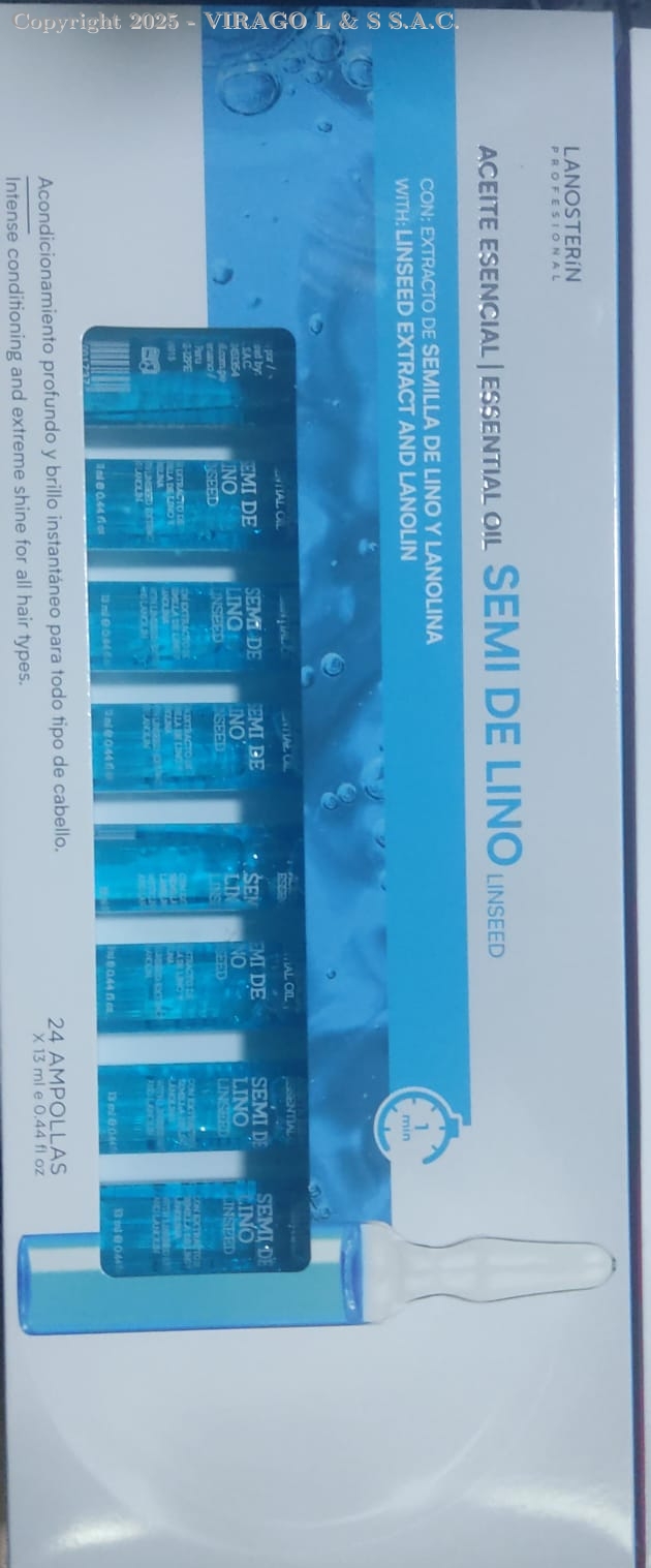 (PACK X6 )AMPOLLA  ACEITE ESSENTIAL SEMI DE LINO LANOSTERINE