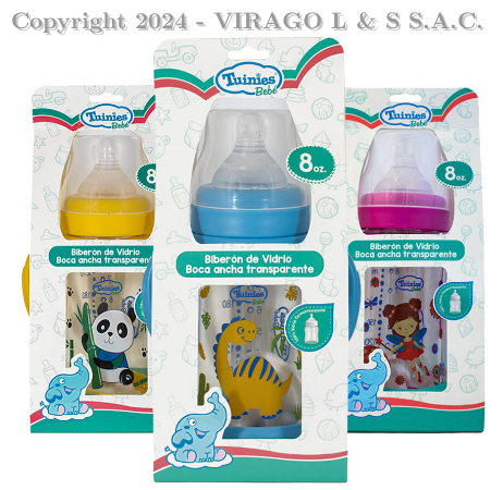 BIBERON DE VIDRIO TUINIES 8 OZ