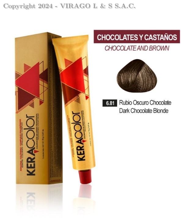 KERACOLOR TINTE 6.81 RUBIO OSCURO CHOCOLATE X70GR