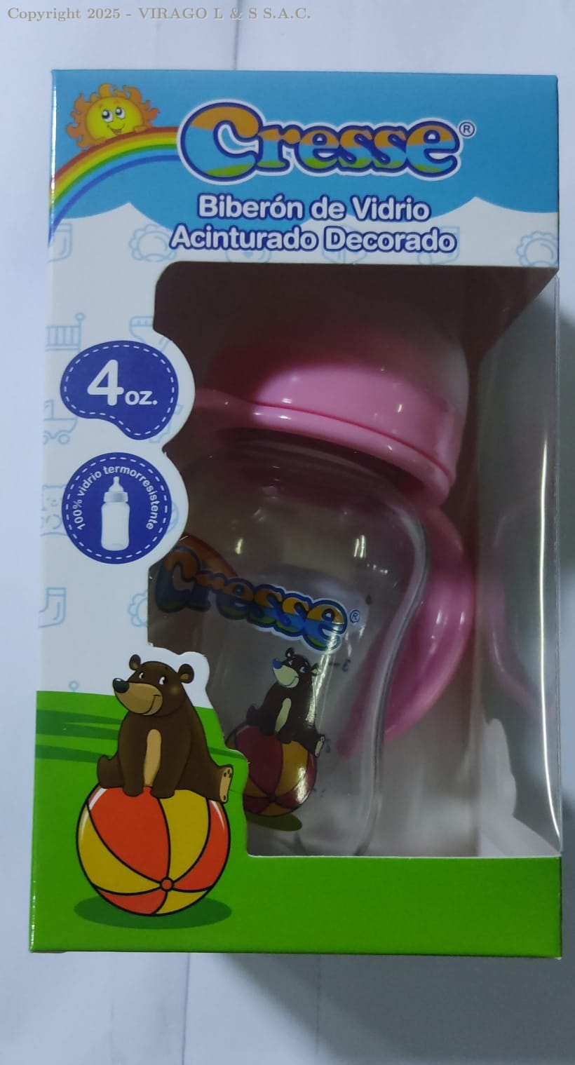 BIBERON VIDRIO CON FUNDA APPLE  4OZ 